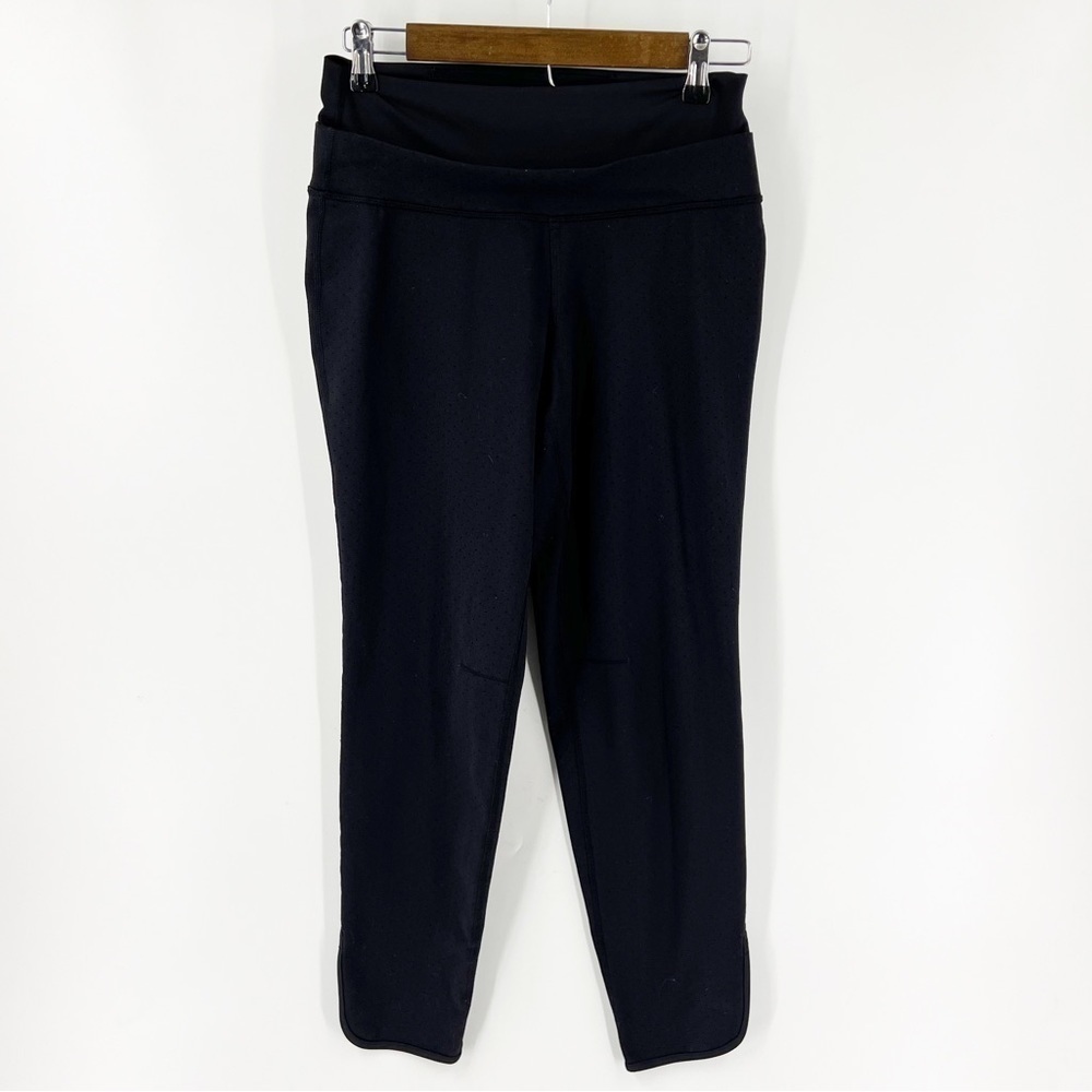 ✅ Lululemon Cropped Black Leggings with Double Waistband and Split Leg Size 4